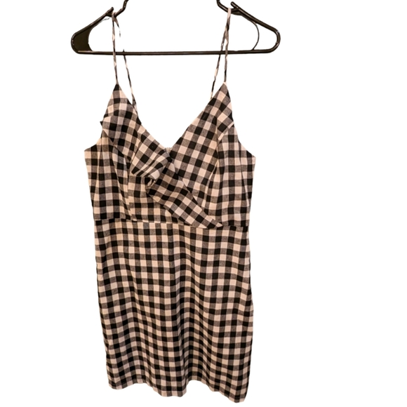 Lulu's Gingham Black White Summer Mini Dress Sz Medium - Picture 4 of 10